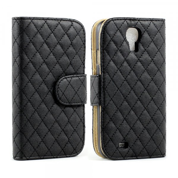 Wholesale Samsung Galaxy S4 Square Flip Leather Wallet Case with Stand (Black)